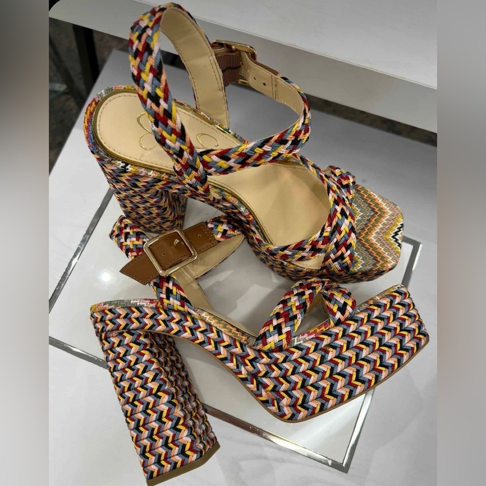 Multicolor Braided Platform Sandals - Women